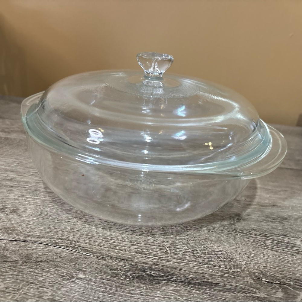 Vintage PYREX #024 Clear Glass 2 Quart Casserole Dish, w/ PYREX Dome Lid, USA!